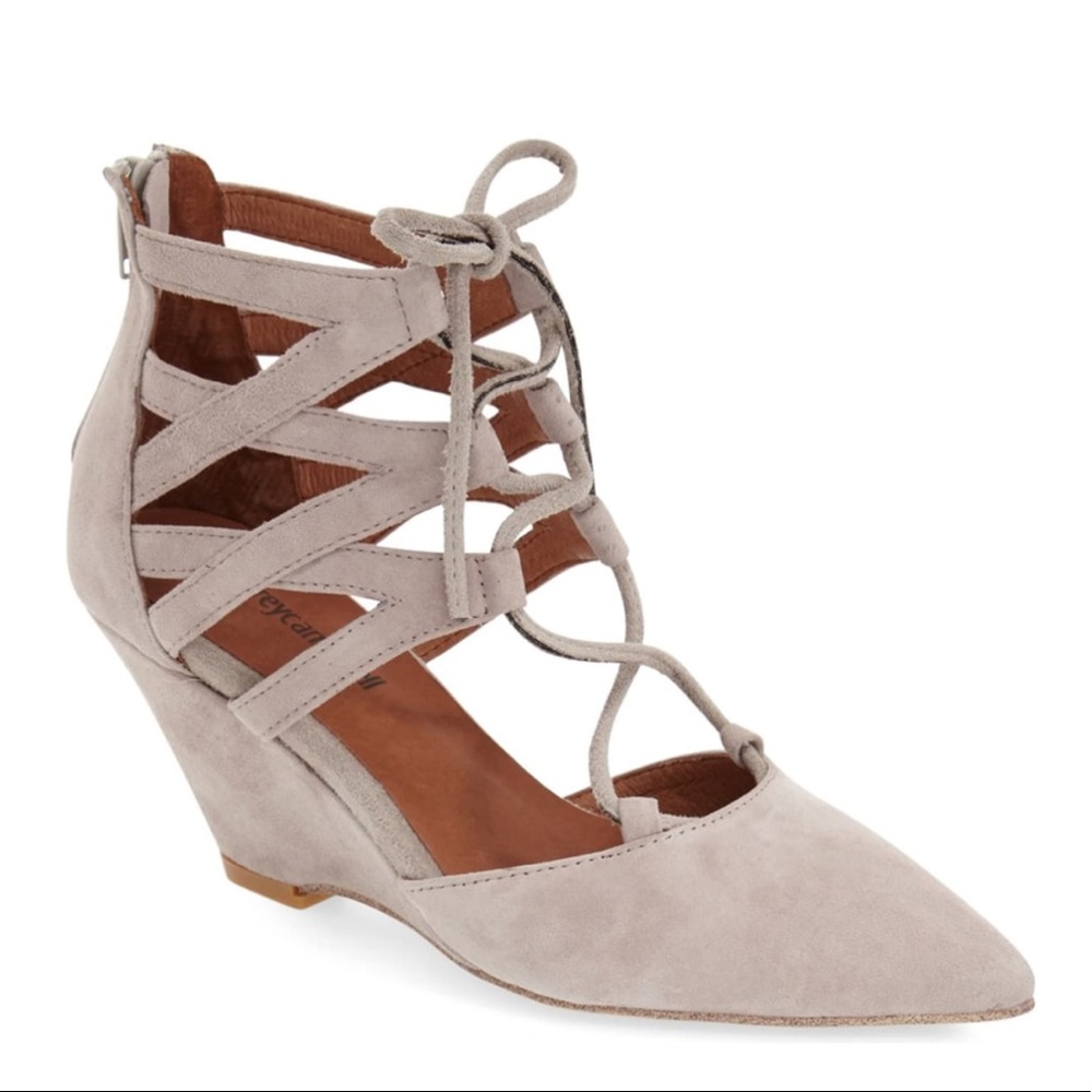 Jeffrey Campbell Sombra lace up suede wedge